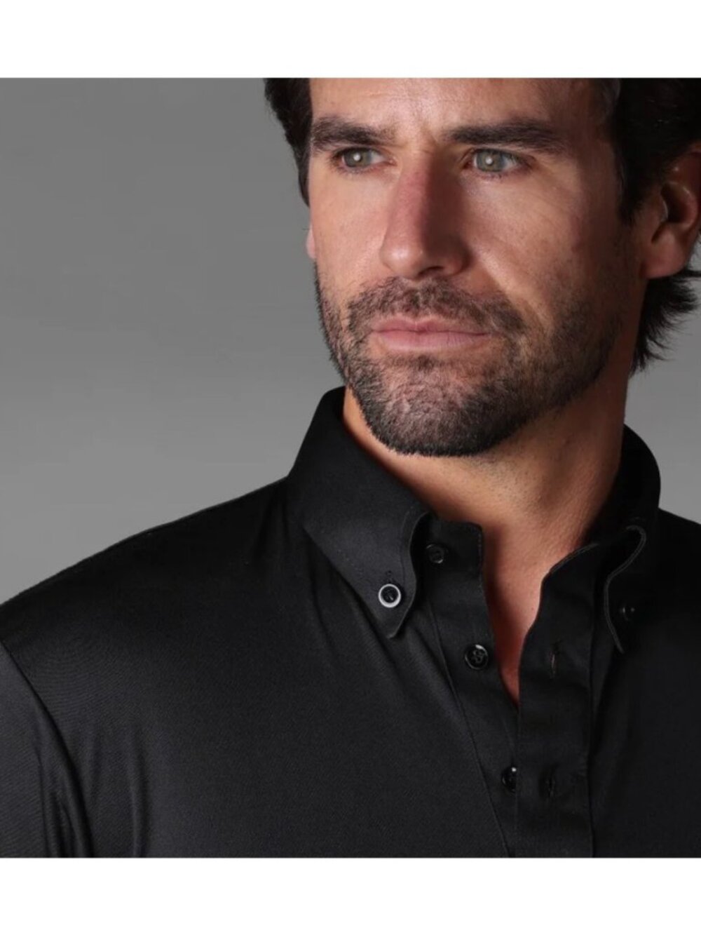 Collars & Co. Black Dress Collar Polo Shirt Medium 100% Polyester